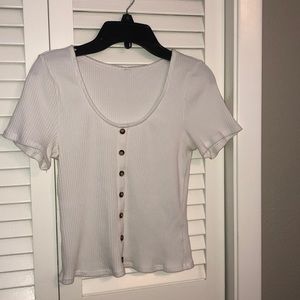 white button down ribbed top from h&m